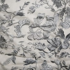 Ткань Сетка с вышивкой (серый)